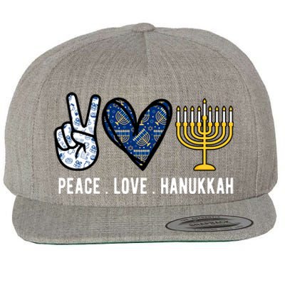 Peace Love Hanukkah Jewish Holiday Gift Wool Snapback Cap