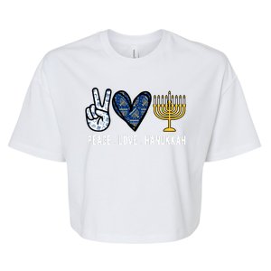 Peace Love Hanukkah Jewish Holiday Gift Bella+Canvas Jersey Crop Tee