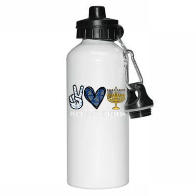 Peace Love Hanukkah Jewish Holiday Gift Aluminum Water Bottle