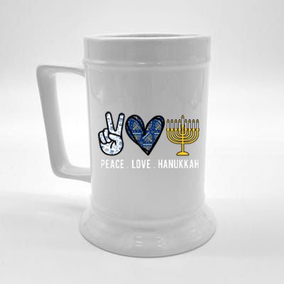 Peace Love Hanukkah Jewish Holiday Gift Beer Stein