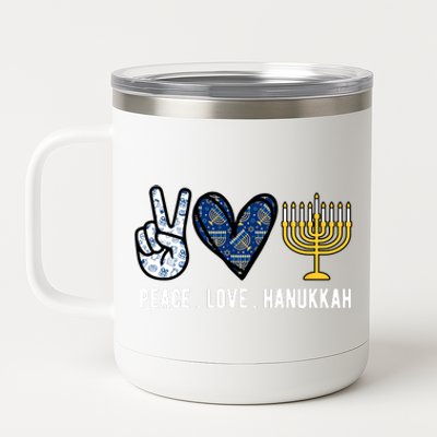 Peace Love Hanukkah Jewish Holiday Gift 12 oz Stainless Steel Tumbler Cup