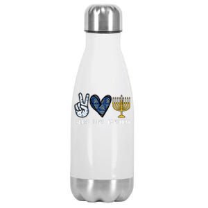 Peace Love Hanukkah Jewish Holiday Gift Stainless Steel Insulated Water Bottle