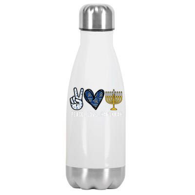 Peace Love Hanukkah Jewish Holiday Gift Stainless Steel Insulated Water Bottle