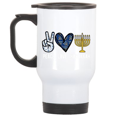 Peace Love Hanukkah Jewish Holiday Gift Stainless Steel Travel Mug