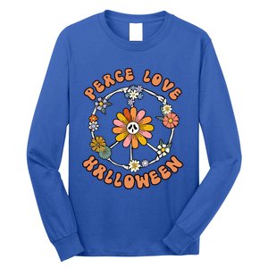 Peace Love Halloween Flowers Hippie Gift Long Sleeve Shirt