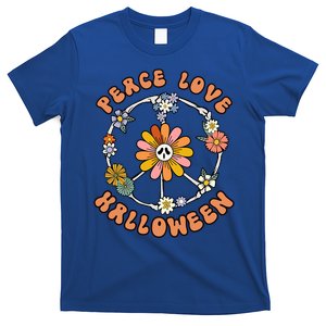 Peace Love Halloween Flowers Hippie Gift T-Shirt