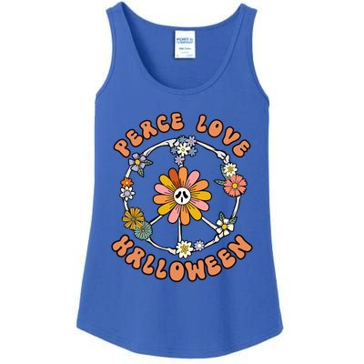 Peace Love Halloween Flowers Hippie Gift Ladies Essential Tank