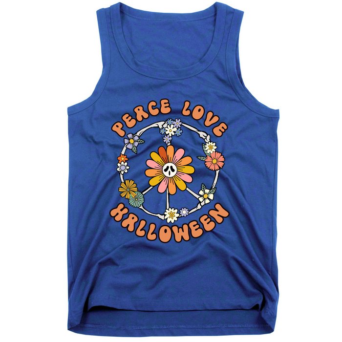 Peace Love Halloween Flowers Hippie Gift Tank Top