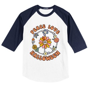 Peace Love Halloween Flowers Hippie Gift Baseball Sleeve Shirt