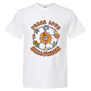 Peace Love Halloween Flowers Hippie Gift Garment-Dyed Heavyweight T-Shirt