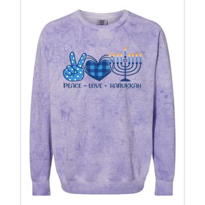 Peace Love Hanukkah Funny Happy Hanukkah Family Pjs Matching Colorblast Crewneck Sweatshirt