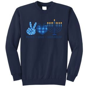 Peace Love Hanukkah Funny Happy Hanukkah Family Pjs Matching Tall Sweatshirt