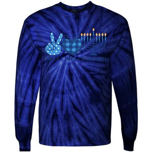 Peace Love Hanukkah Funny Happy Hanukkah Family Pjs Matching Tie-Dye Long Sleeve Shirt