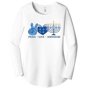 Peace Love Hanukkah Funny Happy Hanukkah Family Pjs Matching Women's Perfect Tri Tunic Long Sleeve Shirt