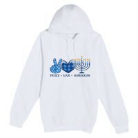 Peace Love Hanukkah Funny Happy Hanukkah Family Pjs Matching Premium Pullover Hoodie