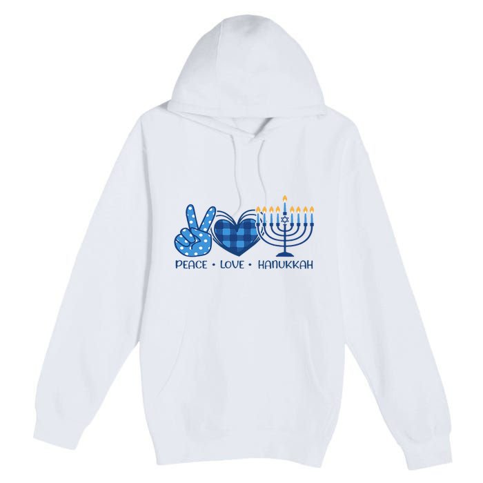 Peace Love Hanukkah Funny Happy Hanukkah Family Pjs Matching Premium Pullover Hoodie