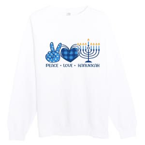 Peace Love Hanukkah Funny Happy Hanukkah Family Pjs Matching Premium Crewneck Sweatshirt