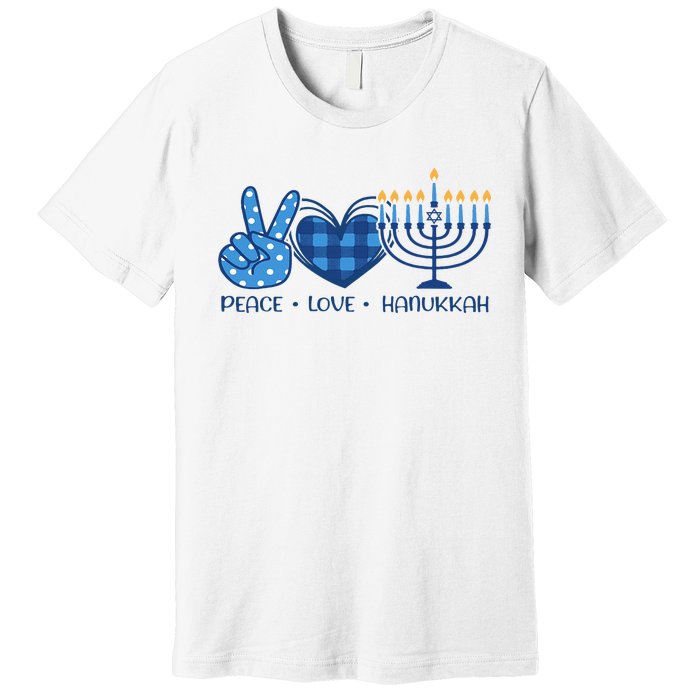 Peace Love Hanukkah Funny Happy Hanukkah Family Pjs Matching Premium T-Shirt