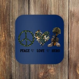 Peace Love Hero Veteran Dad Gift Father's Day Coaster