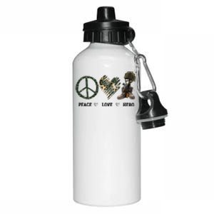 Peace Love Hero Veteran Dad Gift Father's Day Aluminum Water Bottle