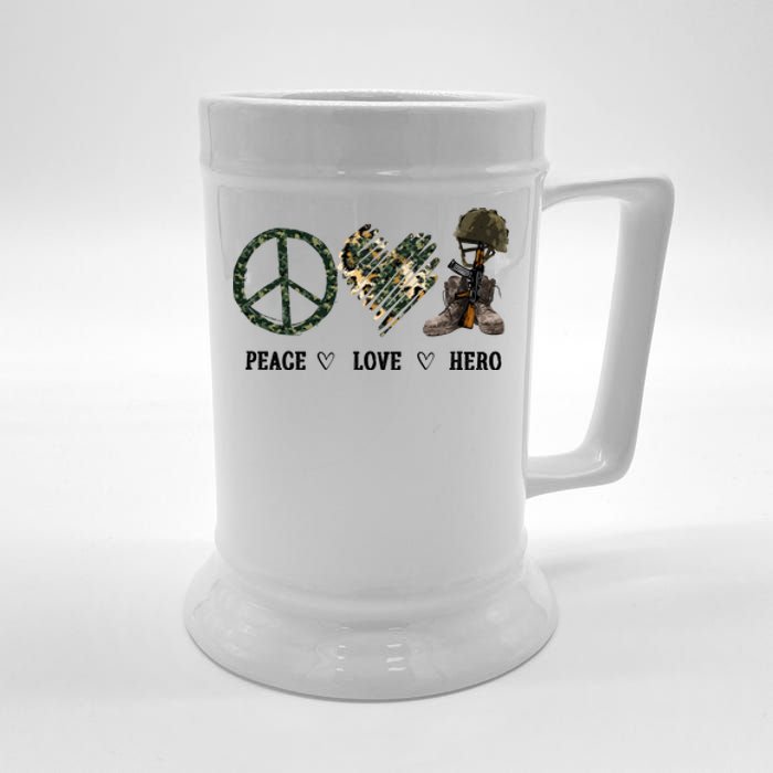 Peace Love Hero Veteran Dad Gift Father's Day Beer Stein