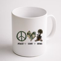 Peace Love Hero Veteran Dad Gift Father's Day Coffee Mug