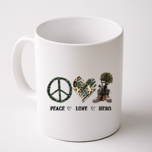 Peace Love Hero Veteran Dad Gift Father's Day Coffee Mug