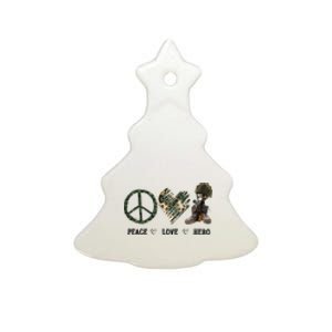 Peace Love Hero Veteran Dad Gift Father's Day Ceramic Tree Ornament