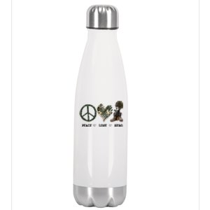 Peace Love Hero Veteran Dad Gift Father's Day Stainless Steel Insulated Water Bottle