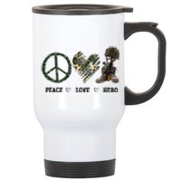 Peace Love Hero Veteran Dad Gift Father's Day Stainless Steel Travel Mug