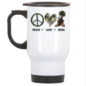 Peace Love Hero Veteran Dad Gift Father's Day Stainless Steel Travel Mug