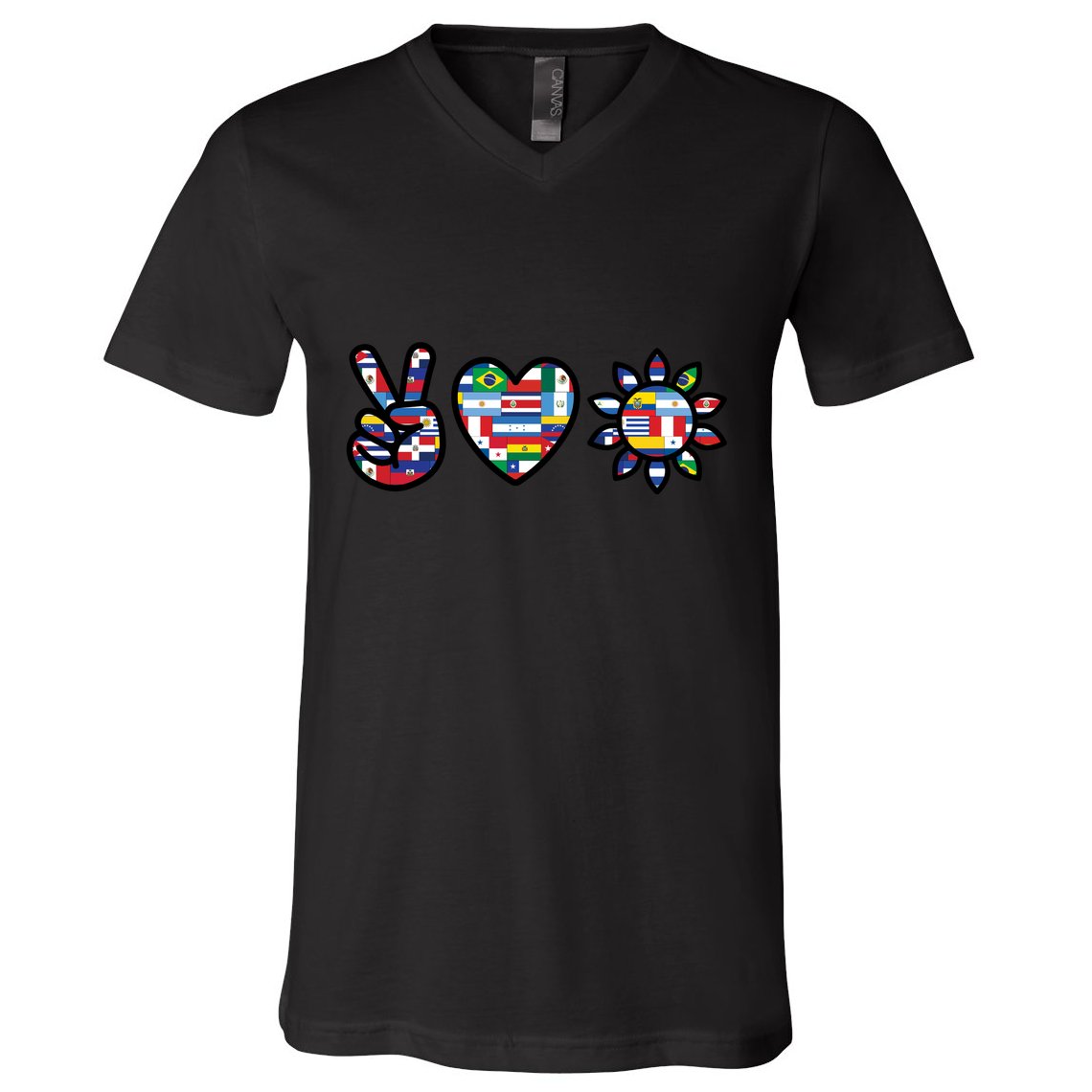 Peace Love Hispanic Heritage Month V-Neck T-Shirt