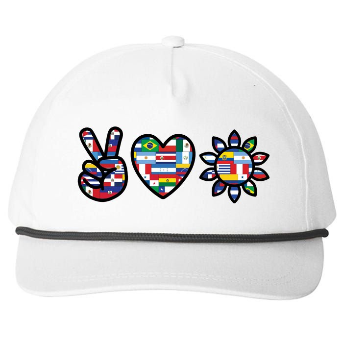 Peace Love Hispanic Heritage Month Snapback Five-Panel Rope Hat