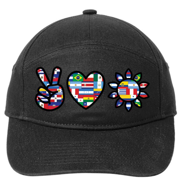 Peace Love Hispanic Heritage Month 7-Panel Snapback Hat