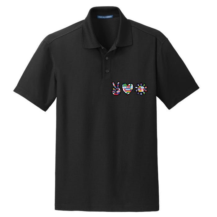 Peace Love Hispanic Heritage Month Dry Zone Grid Polo