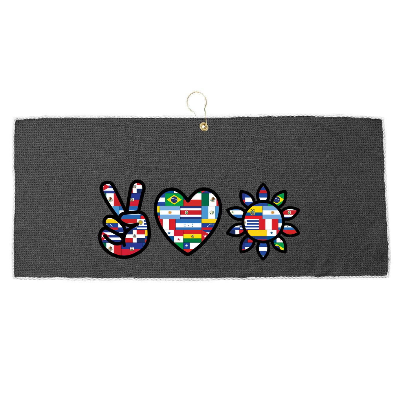 Peace Love Hispanic Heritage Month Large Microfiber Waffle Golf Towel