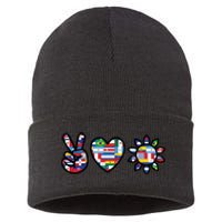 Peace Love Hispanic Heritage Month Sustainable Knit Beanie