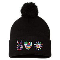 Peace Love Hispanic Heritage Month Pom Pom 12in Knit Beanie