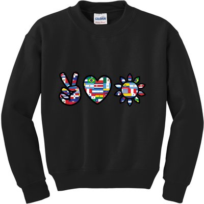 Peace Love Hispanic Heritage Month Kids Sweatshirt