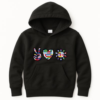 Peace Love Hispanic Heritage Month Kids Hoodie