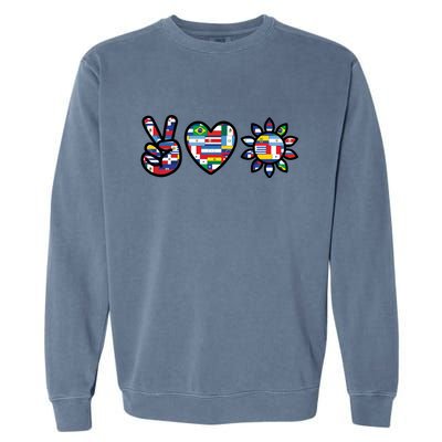 Peace Love Hispanic Heritage Month Garment-Dyed Sweatshirt