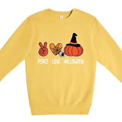 Peace Love Halloween Lazy Halloween Pumpkin Gift Premium Crewneck Sweatshirt