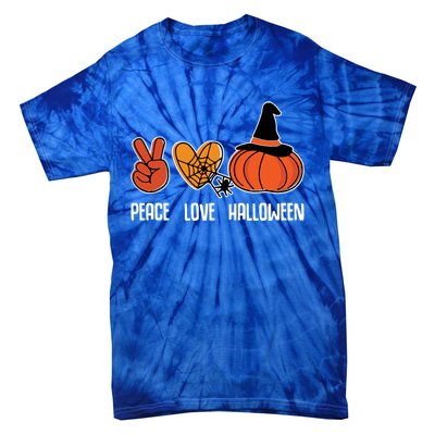 Peace Love Halloween Lazy Halloween Pumpkin Gift Tie-Dye T-Shirt