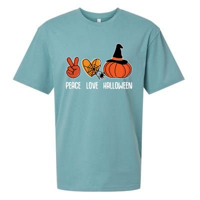 Peace Love Halloween Lazy Halloween Pumpkin Gift Sueded Cloud Jersey T-Shirt