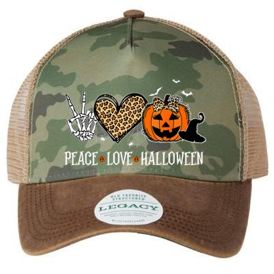 Peace Love Halloween Happy Halloween Pumpkin Leopard Heart Legacy Tie Dye Trucker Hat