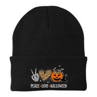 Peace Love Halloween Happy Halloween Pumpkin Leopard Heart Beanie