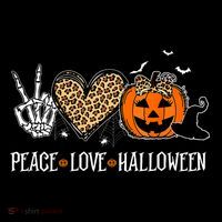 Peace Love Halloween Happy Halloween Pumpkin Leopard Heart Women's V-Neck T-Shirt