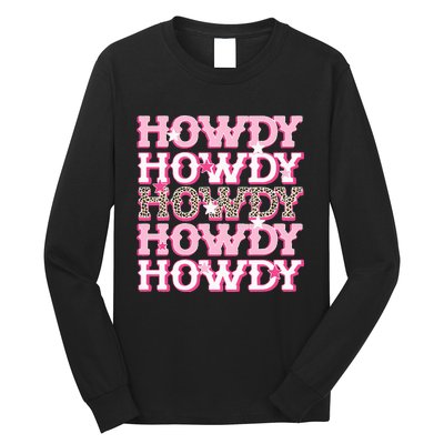 Pink Leopard Howdy Bride Western Country Southern Cowgirl Long Sleeve Shirt