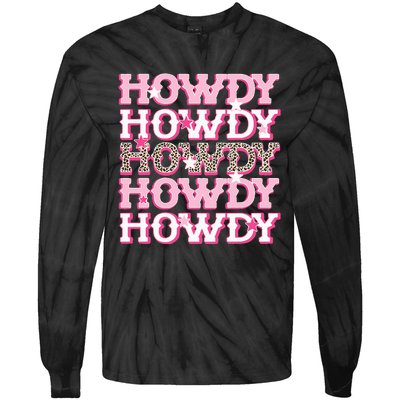 Pink Leopard Howdy Bride Western Country Southern Cowgirl Tie-Dye Long Sleeve Shirt