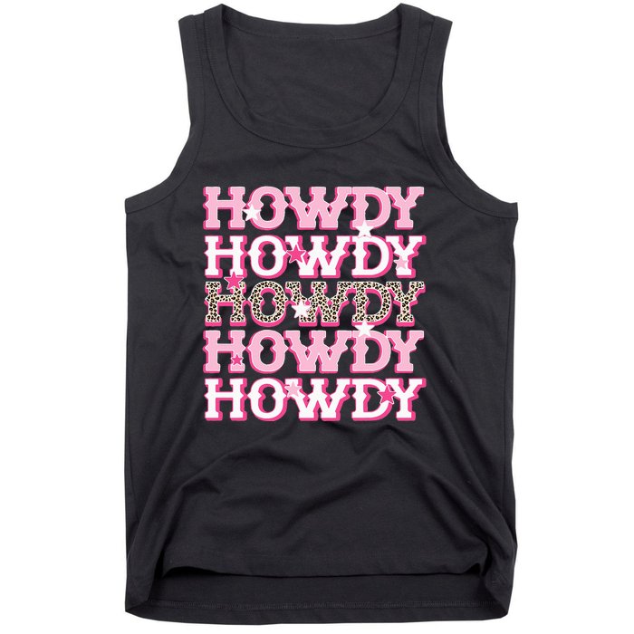 Pink Leopard Howdy Bride Western Country Southern Cowgirl Tank Top